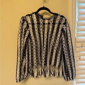 Ina Black and White Lace Blouse